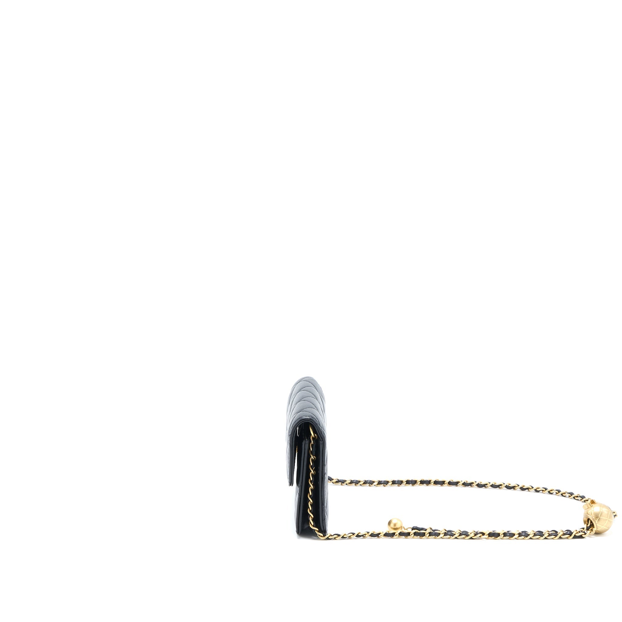 CHANEL PEARL CRUSH MINI FLAP BELT BAG LAMBSKIN BLACK BRUSHED GHW
