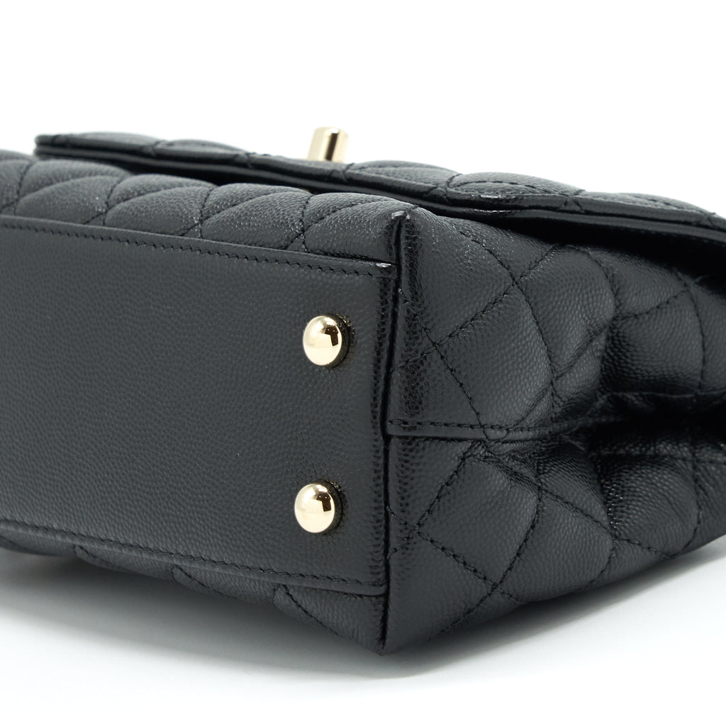 CHANEL MINI COCO HANDLE 20CM CAVIAR BLACK LGHW (MICROCHIP)