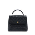 CHANEL VINTAGE TOP HANDLE FLAP BAG CAVIAR BLACK GHW