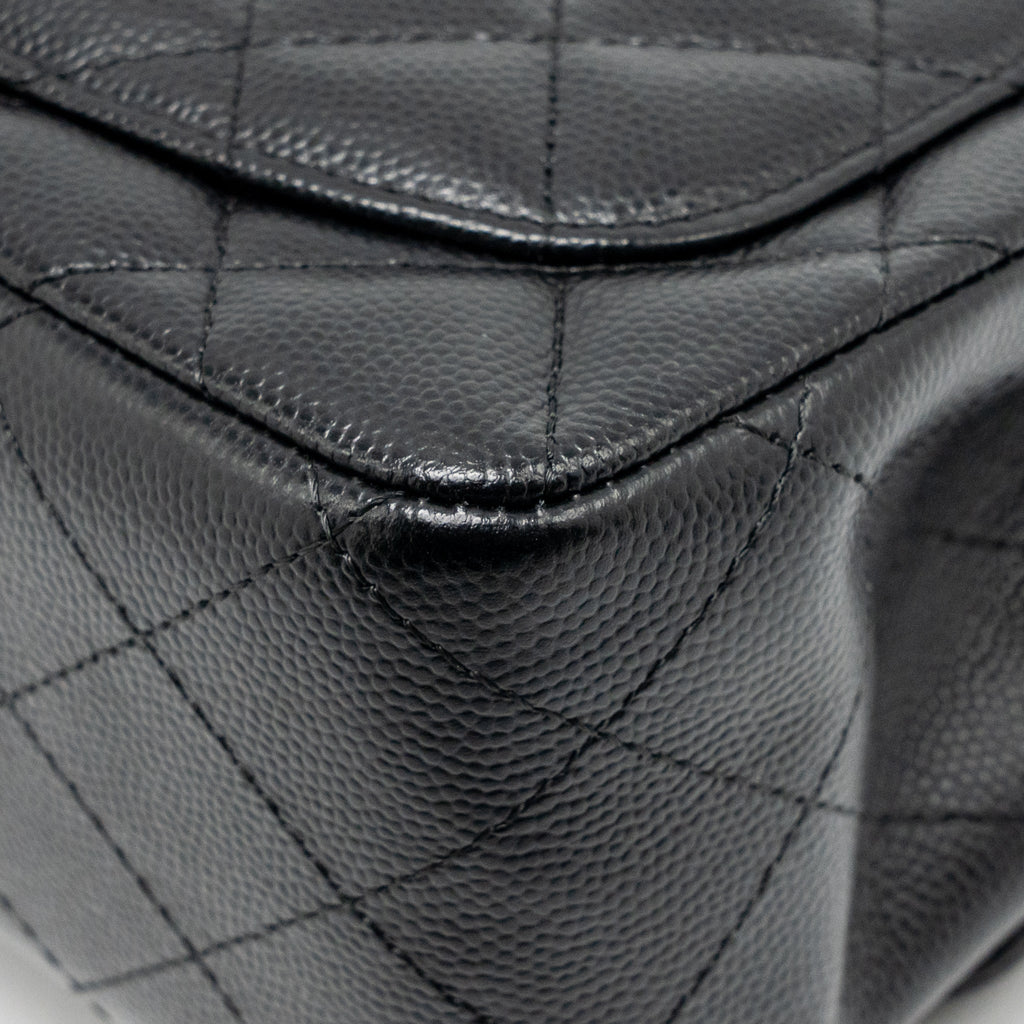 CHANEL MINI SQUARE FLAP BAG CAVIAR BLACK LGHW