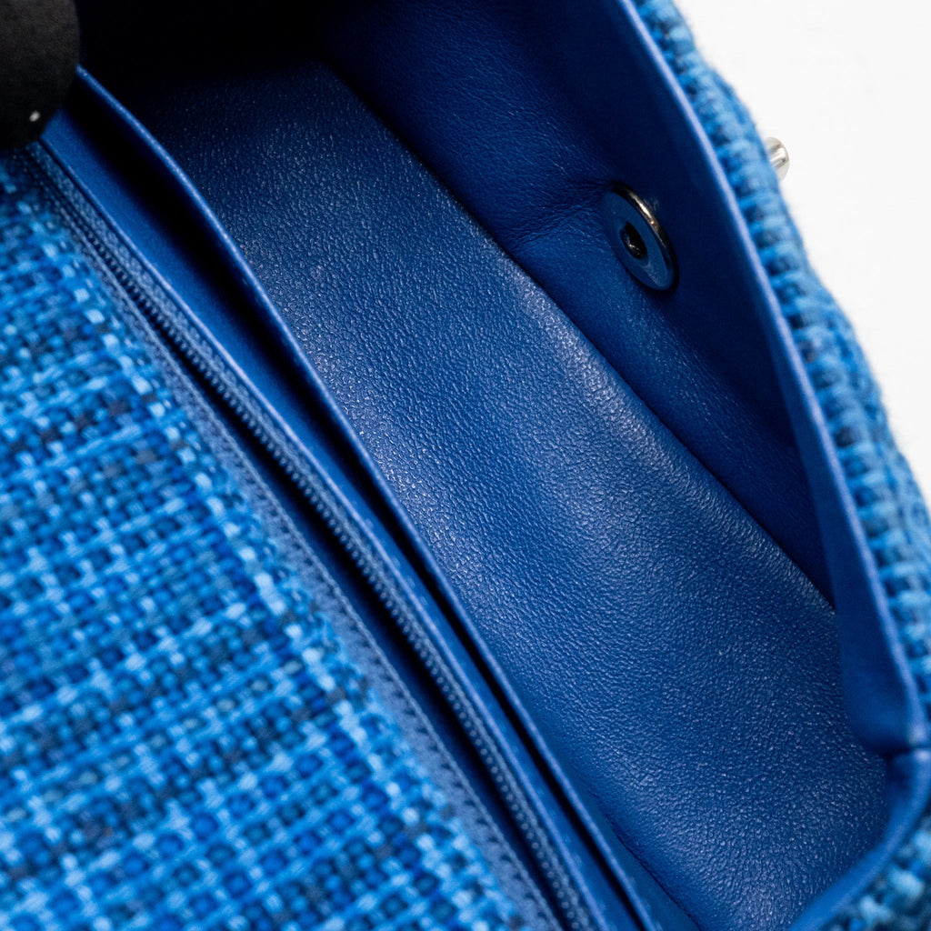 CHANEL MINI RECTANGULAR TWEED BLUE SHW
