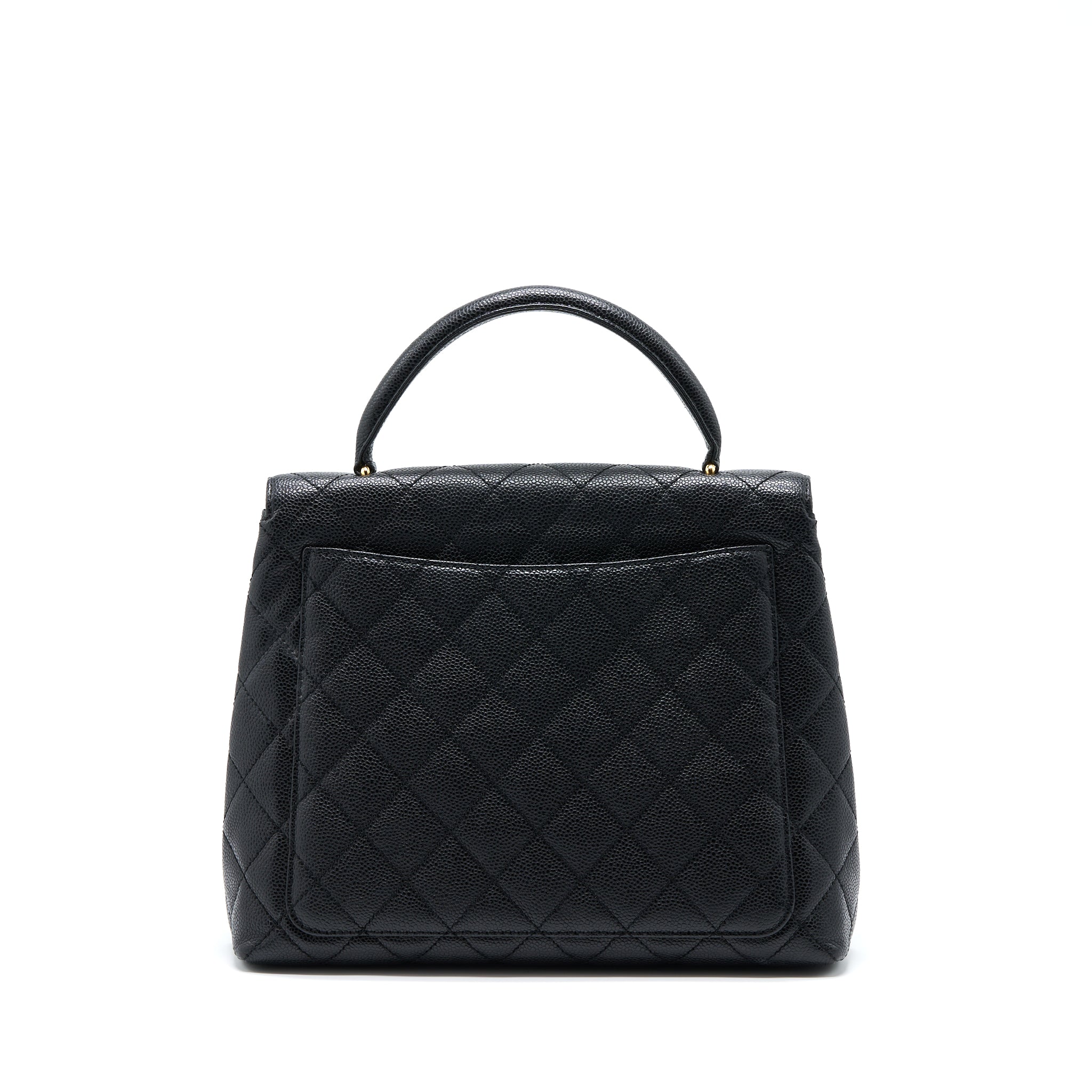 CHANEL VINTAGE TOP HANDLE FLAP BAG CAVIAR BLACK GHW