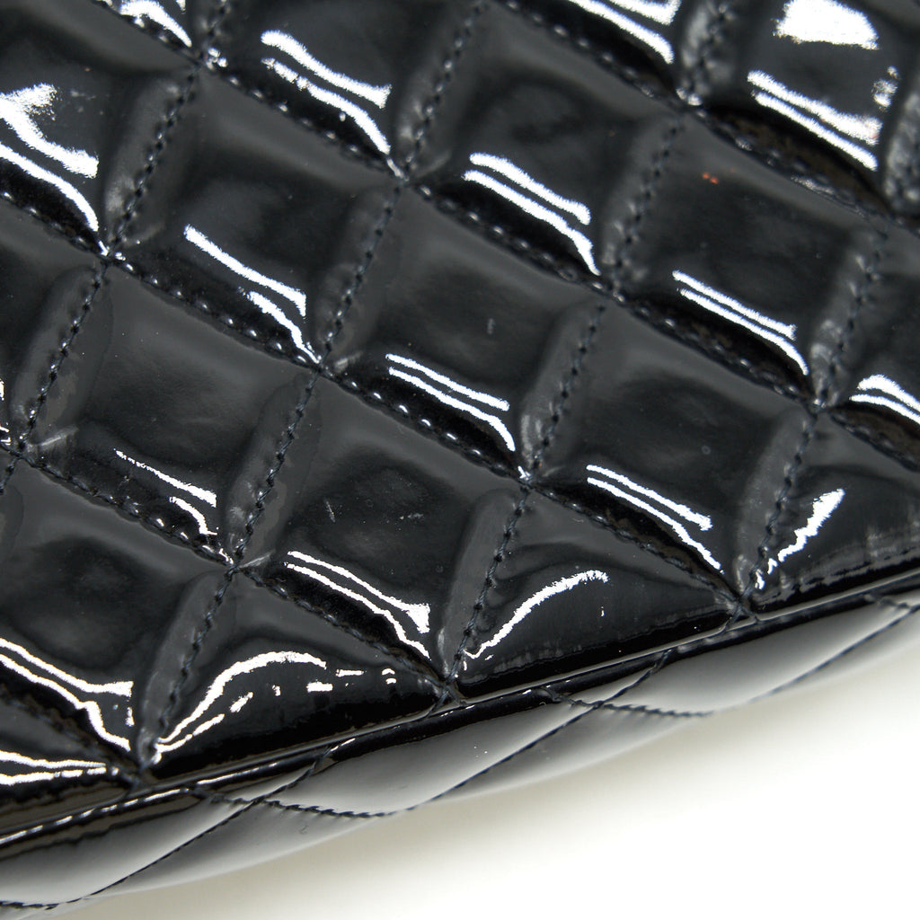 CHANEL SUPER MINI RECTANGULAR FLAP BAG PATENT BLACK SHW