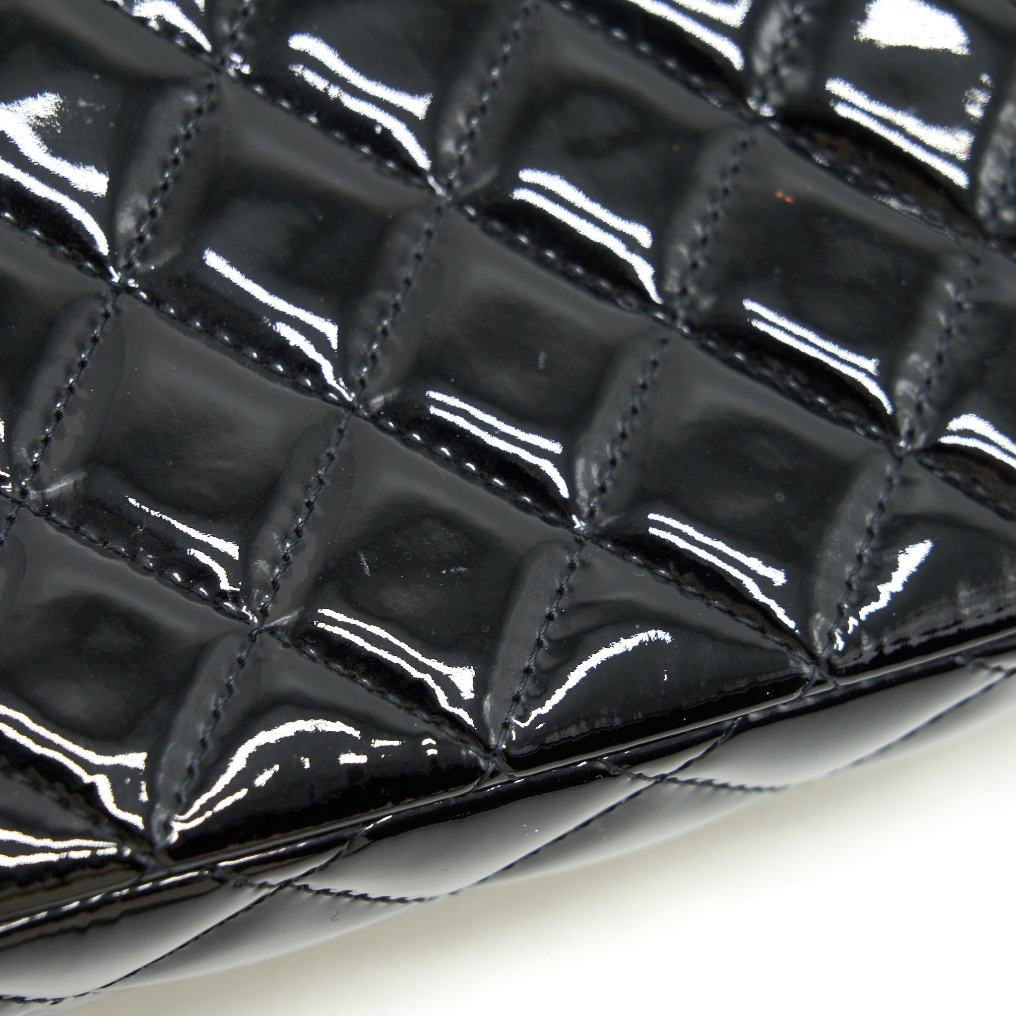CHANEL SUPER MINI RECTANGULAR FLAP BAG PATENT BLACK SHW