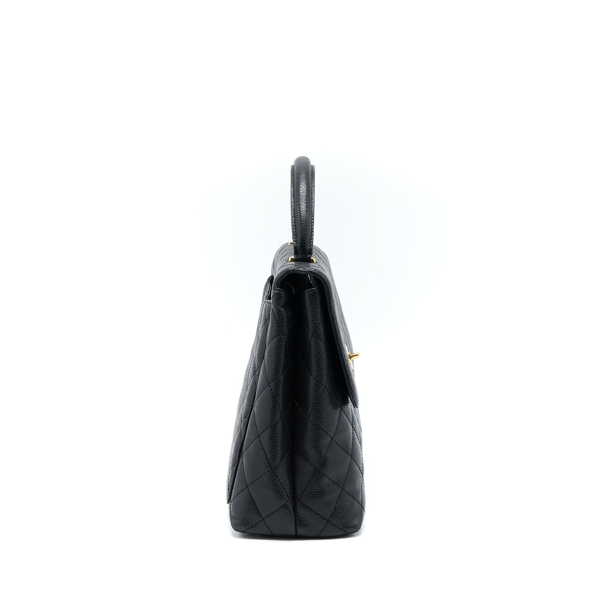 CHANEL VINTAGE TOP HANDLE FLAP BAG CAVIAR BLACK GHW