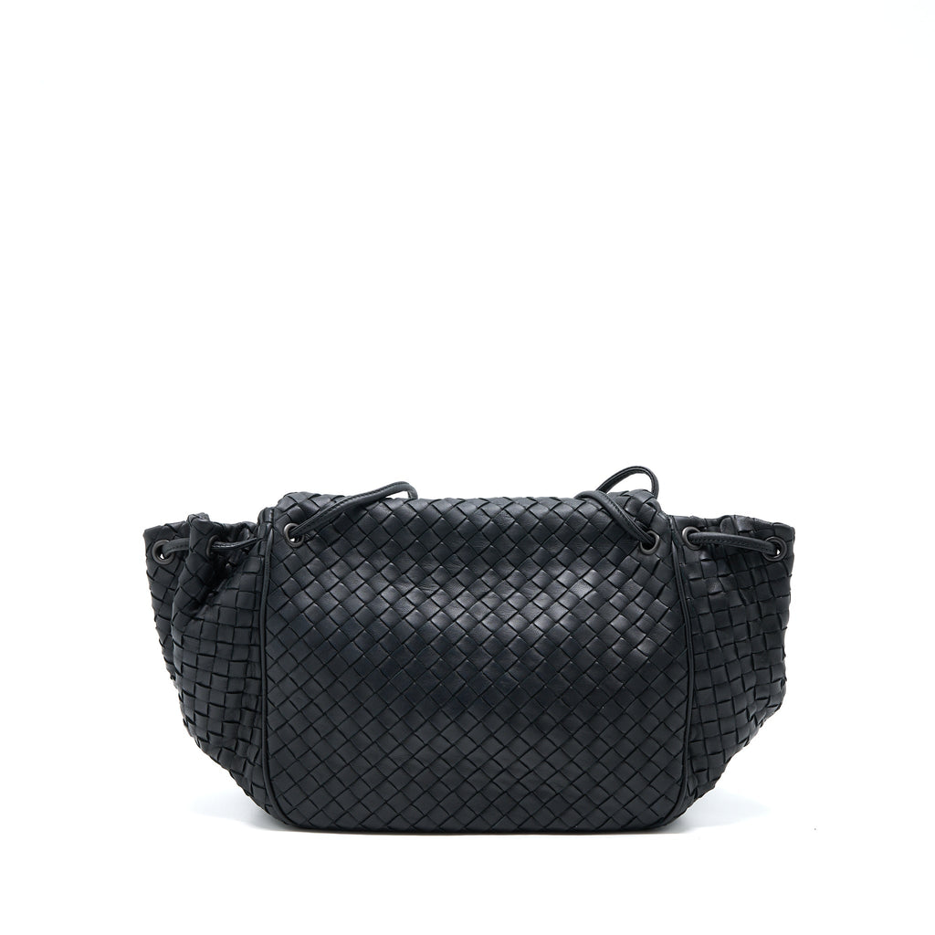 BOTTEGA VENETA INTRECCIATO FLAP BAG BLACK
