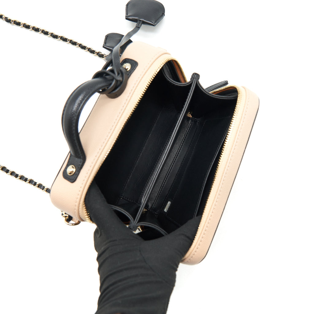 CHANEL VANITY FILIGREE CAVIAR BEIGE&BLACK LGHW