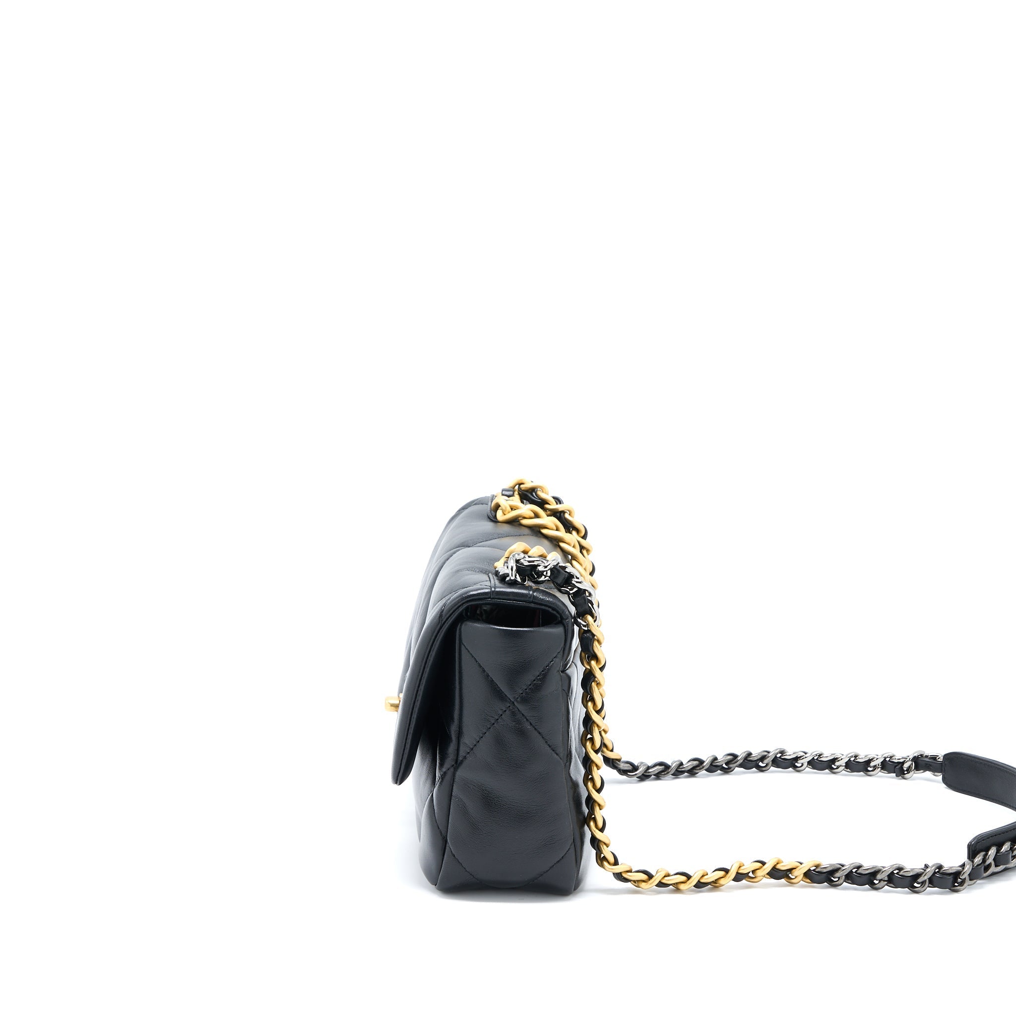 CHANEL SMALL 19 BAG LAMBSKIN BLACK MULTICOLOUR HARDWARE
