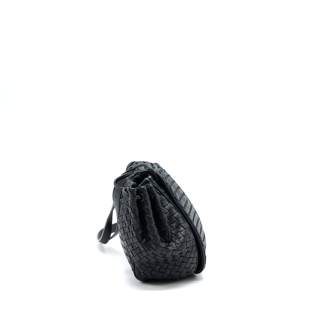 BOTTEGA VENETA INTRECCIATO FLAP BAG BLACK