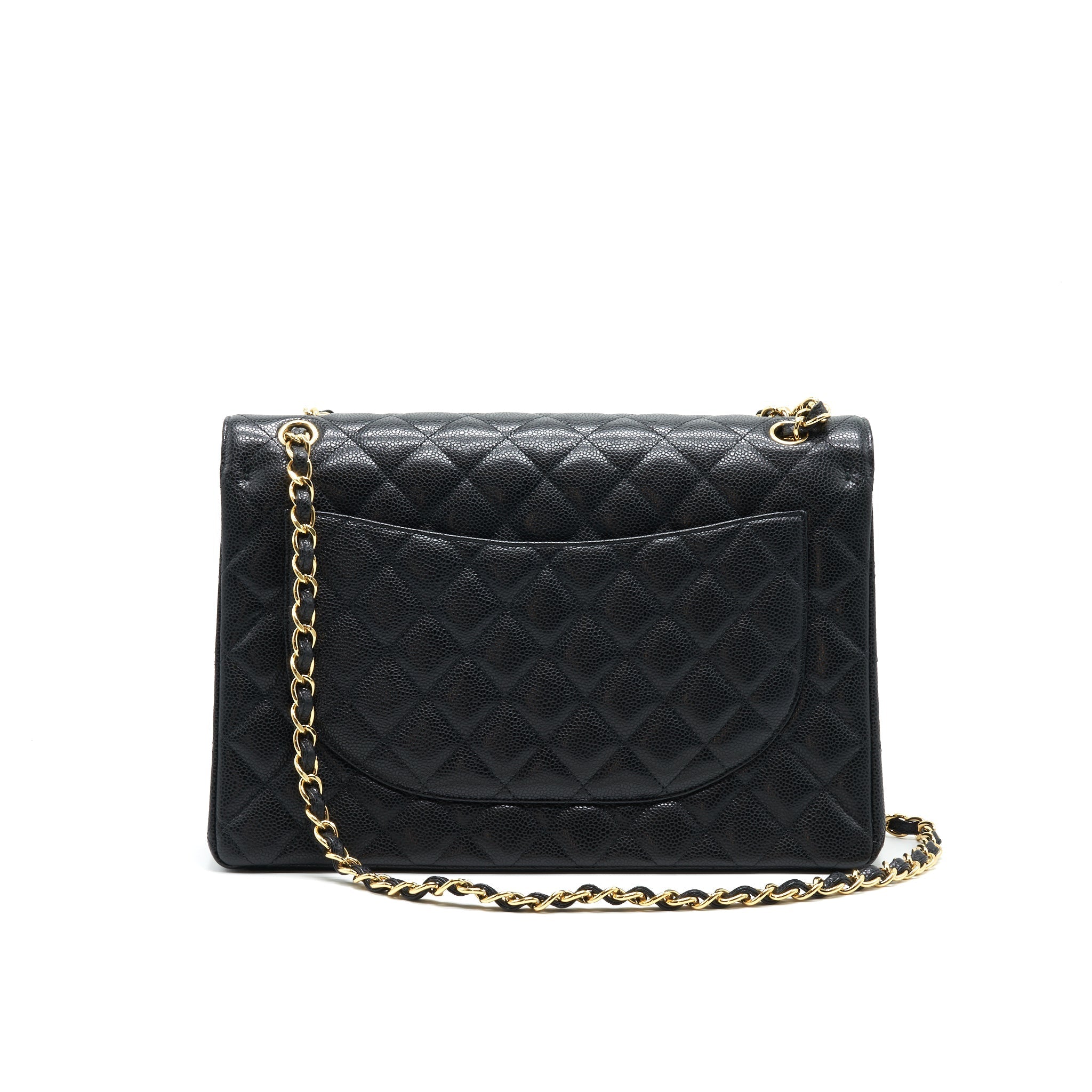 CHANEL MAXI CLASSIC DOUBLE FLAP BLACK CAVIAR GHW