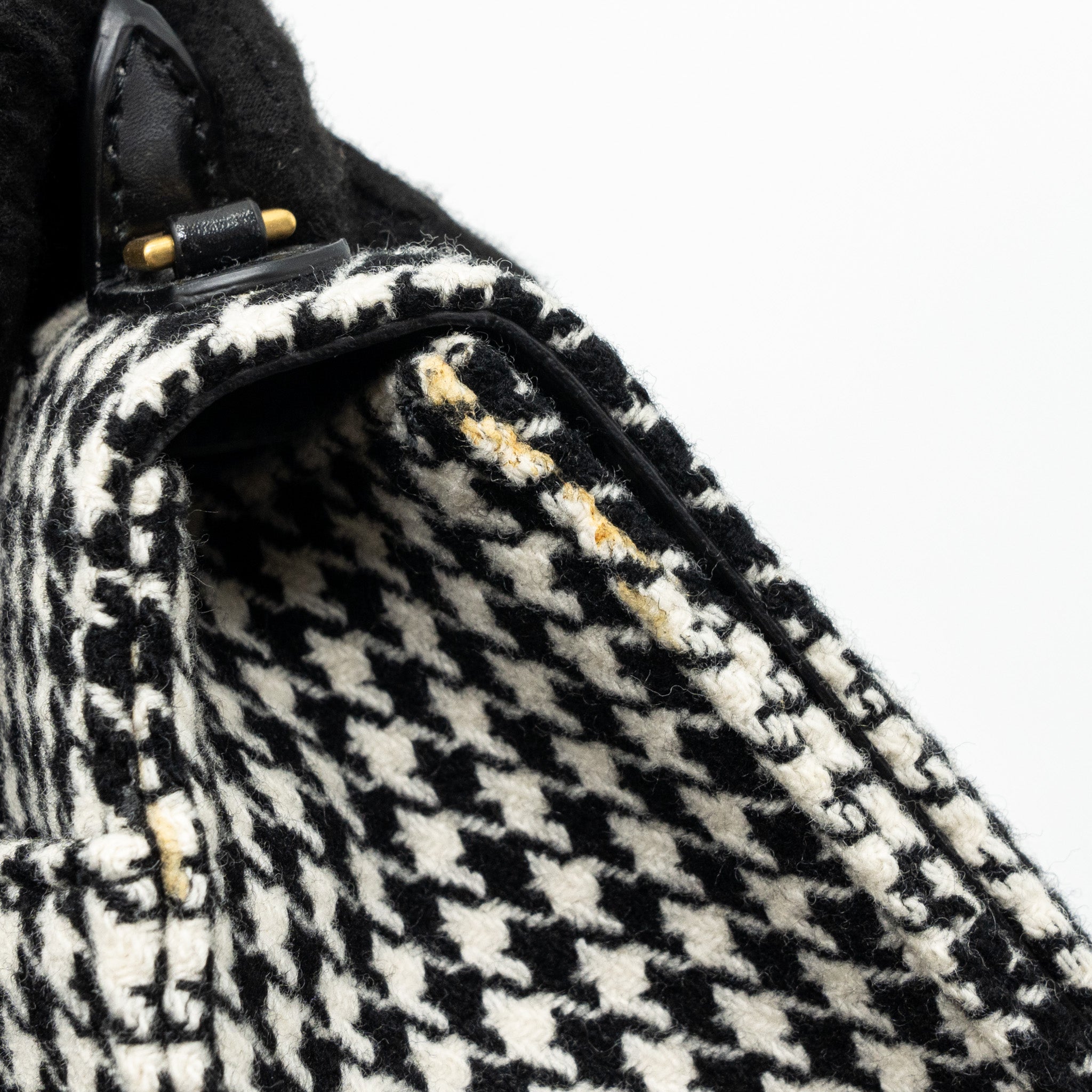 BALENCIAGA HOURGLASS S WOOL HOUNDSTOOTH BLACK/WHITE GHW