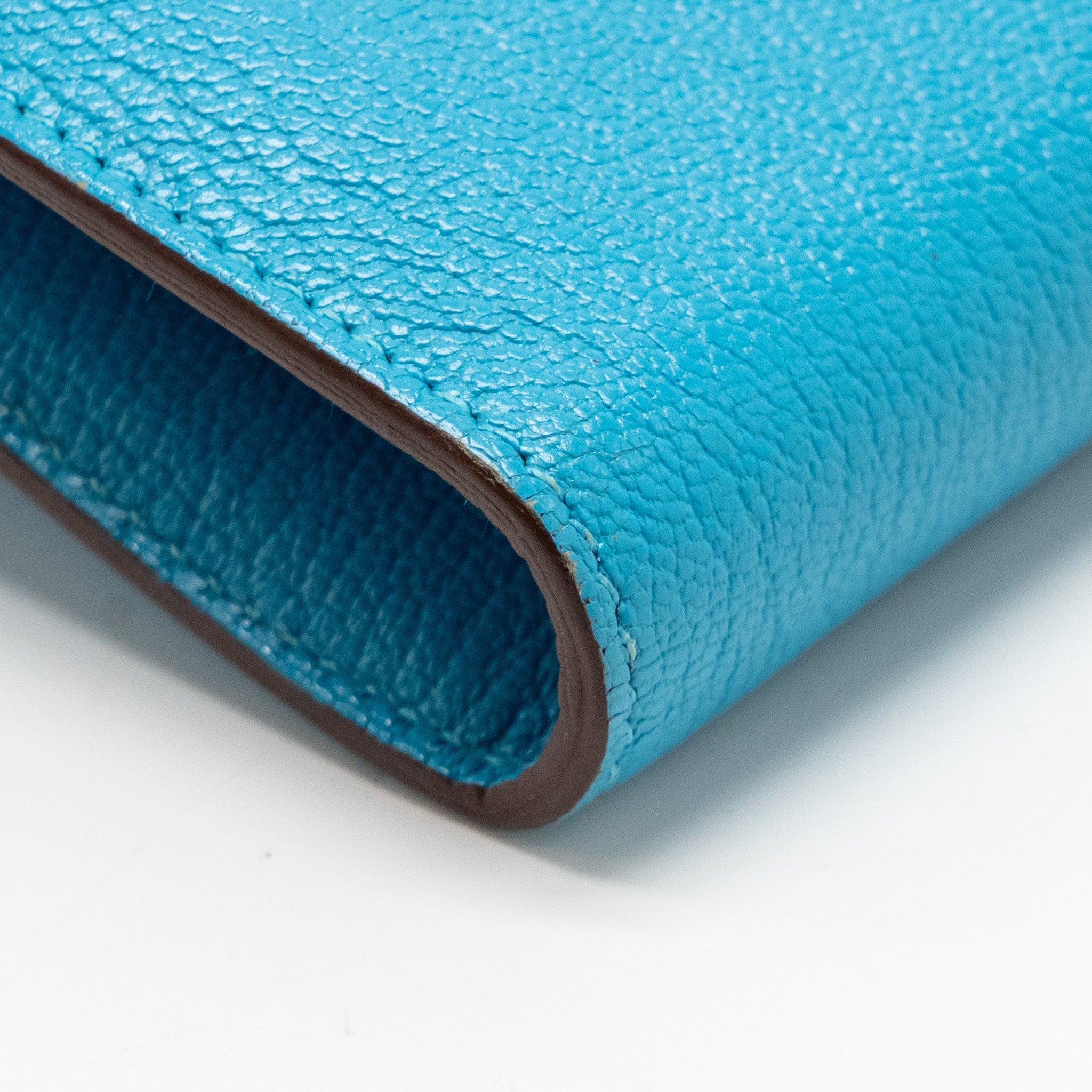 HERMES KELLY LONG WALLET CHEVRE MYSORE LEATHER BLUE AZTEQUE SHW
