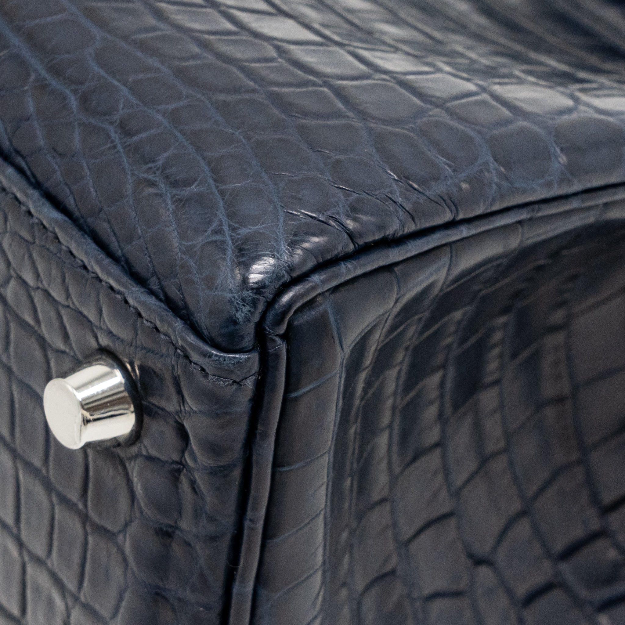 HERMES KELLY 25 CROCODILE NILOTICUS MATT BLUE MARINE SHW