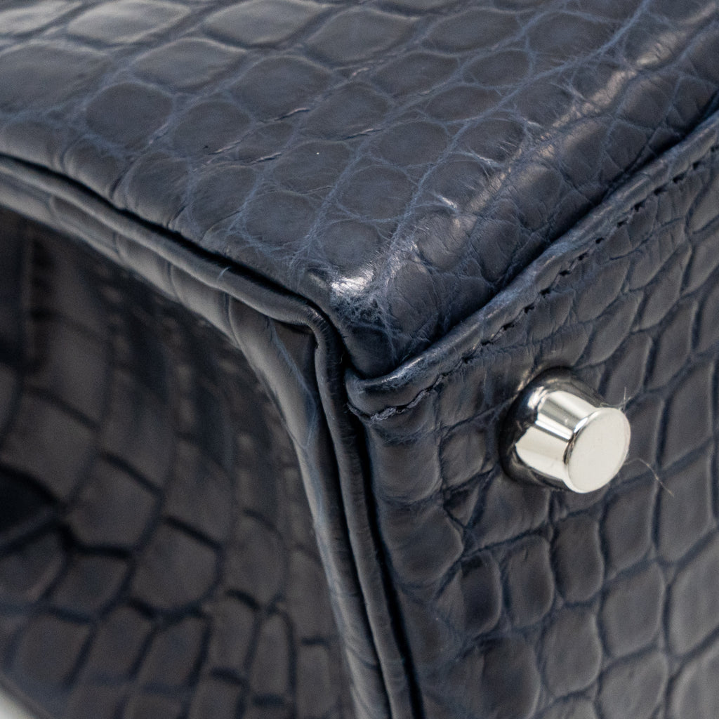 HERMES KELLY 25 CROCODILE NILOTICUS MATT BLUE MARINE SHW