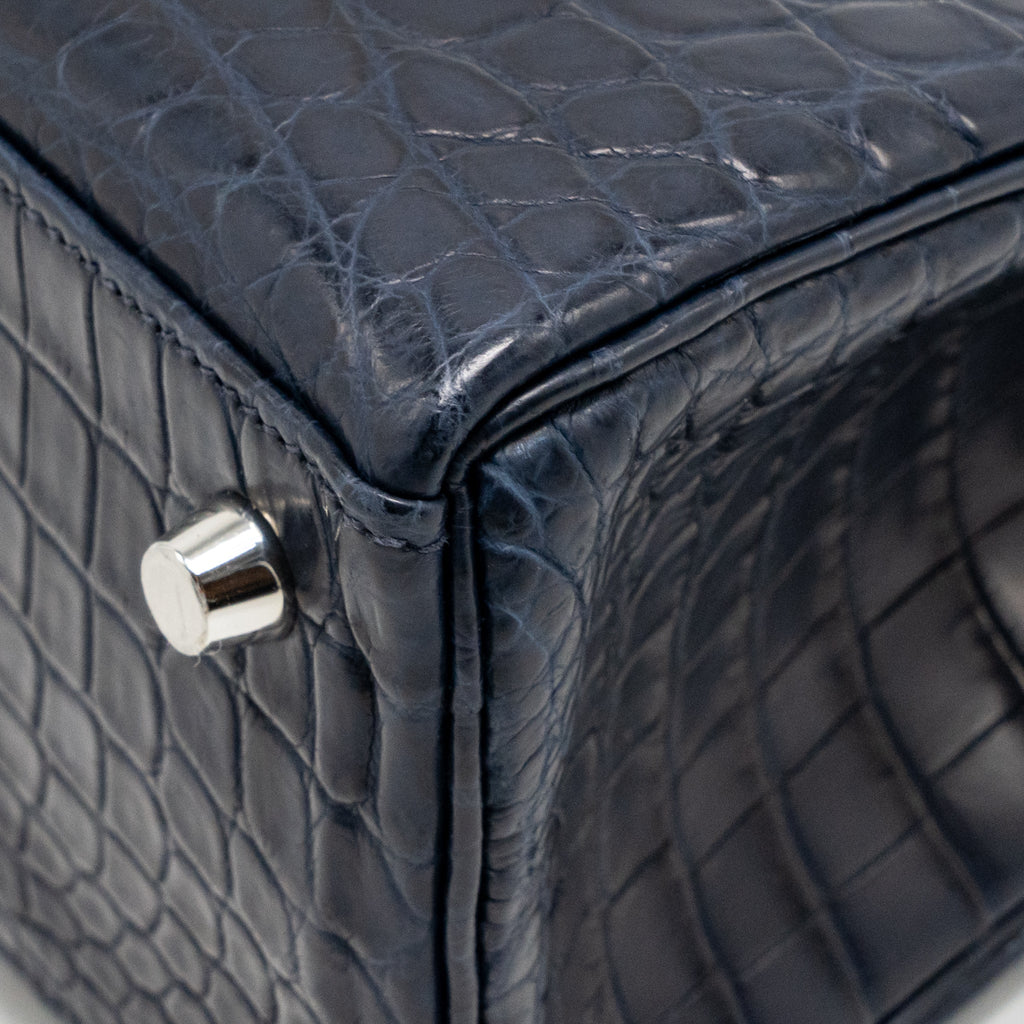 HERMES KELLY 25 CROCODILE NILOTICUS MATT BLUE MARINE SHW