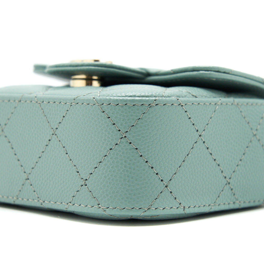 CHANEL MINI FLAP VANITY WITH CHAIN CAVIAR GREYISH GREEN LGHW