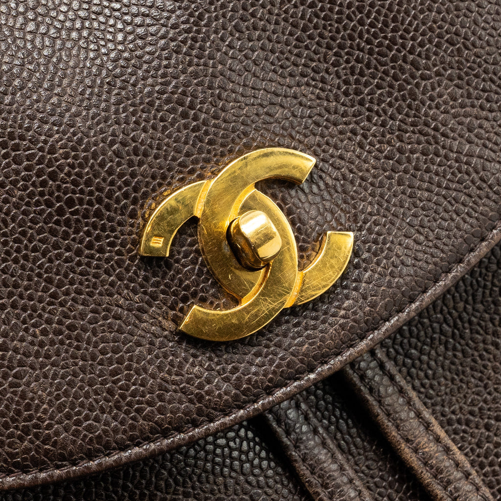 CHANEL VINTAGE FLAP BACKPACK CAVIAR BROWN GHW