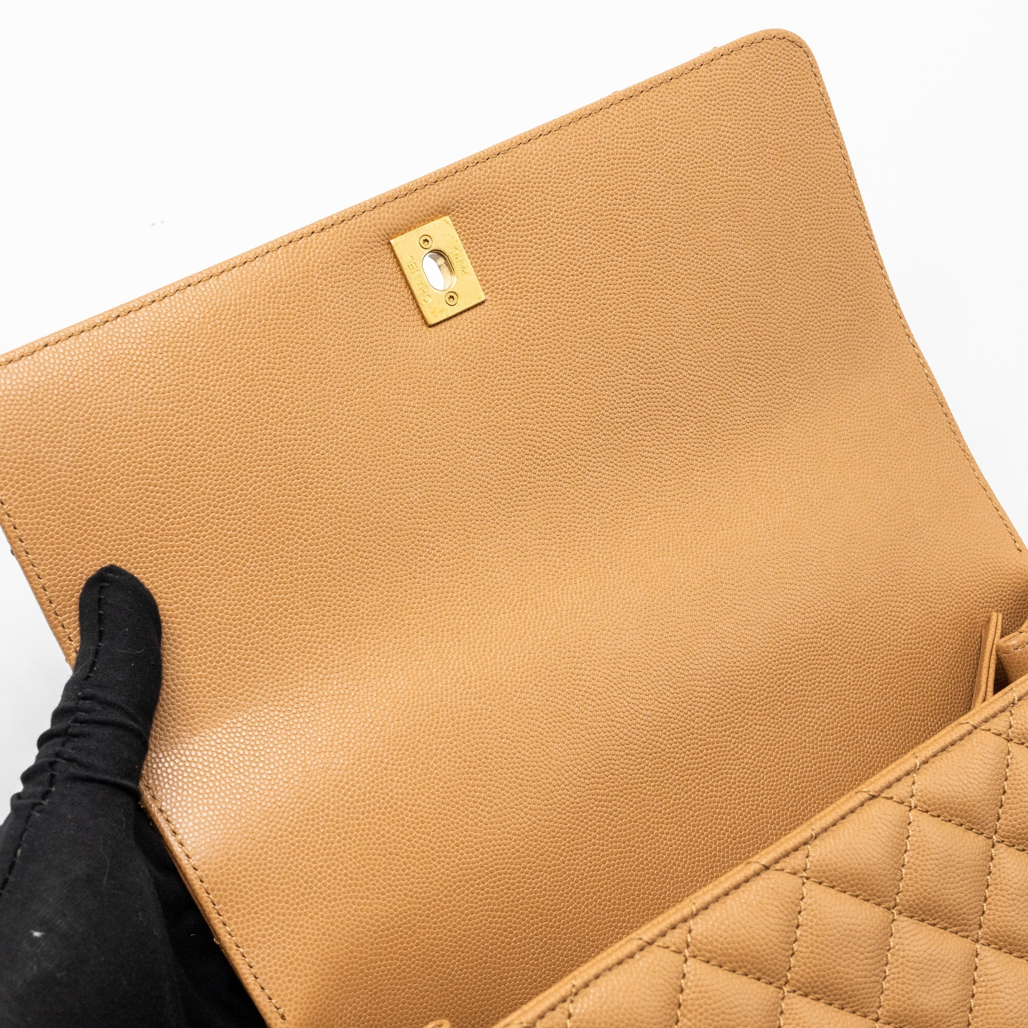CHANEL MEDIUM COCO HANDLE CAVIAR DARK BEIGE GHW (MICROCHIP)