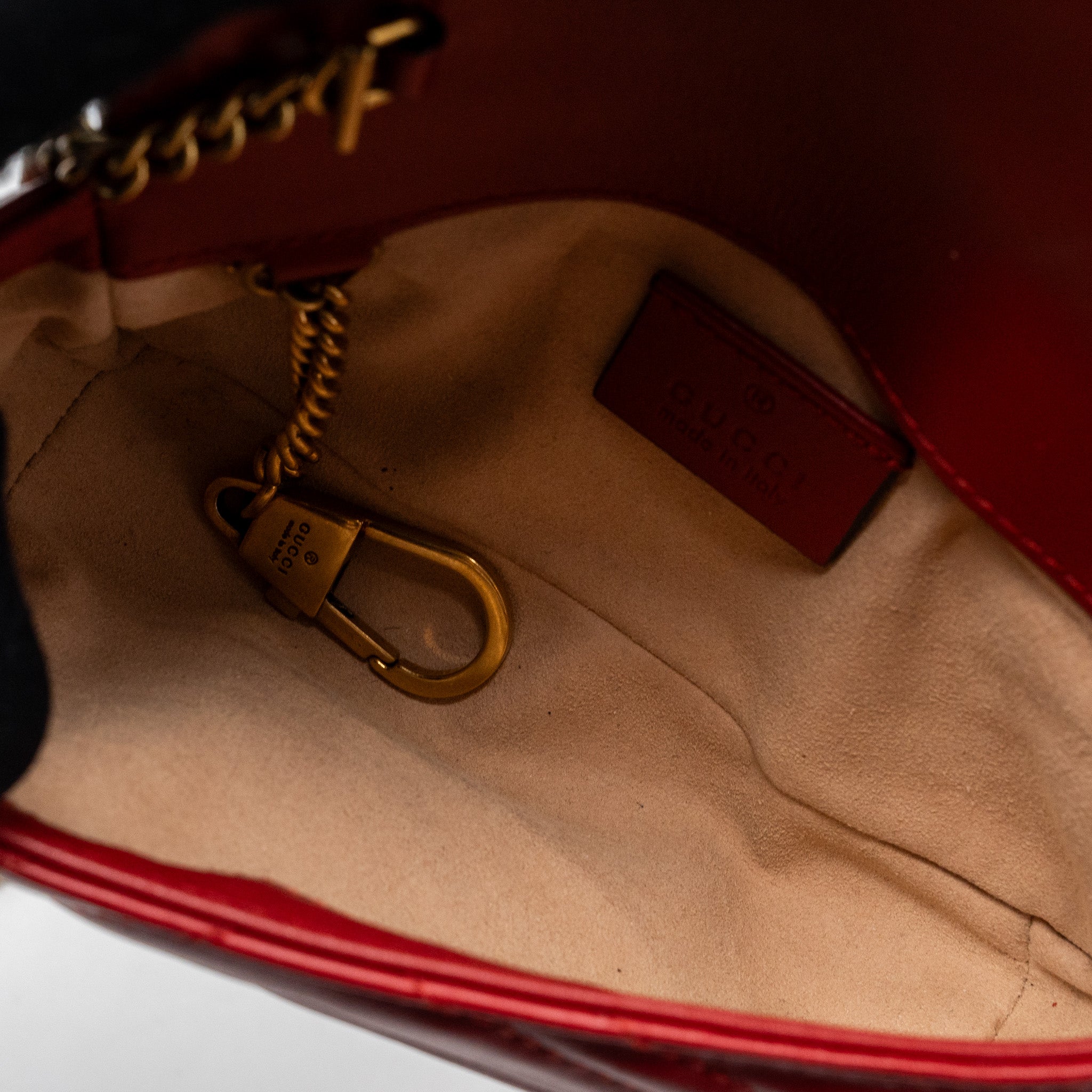 GUCCI MARMONT SUPER MINI MATELASSÉ CHEVRON CALFSKIN RED GHW