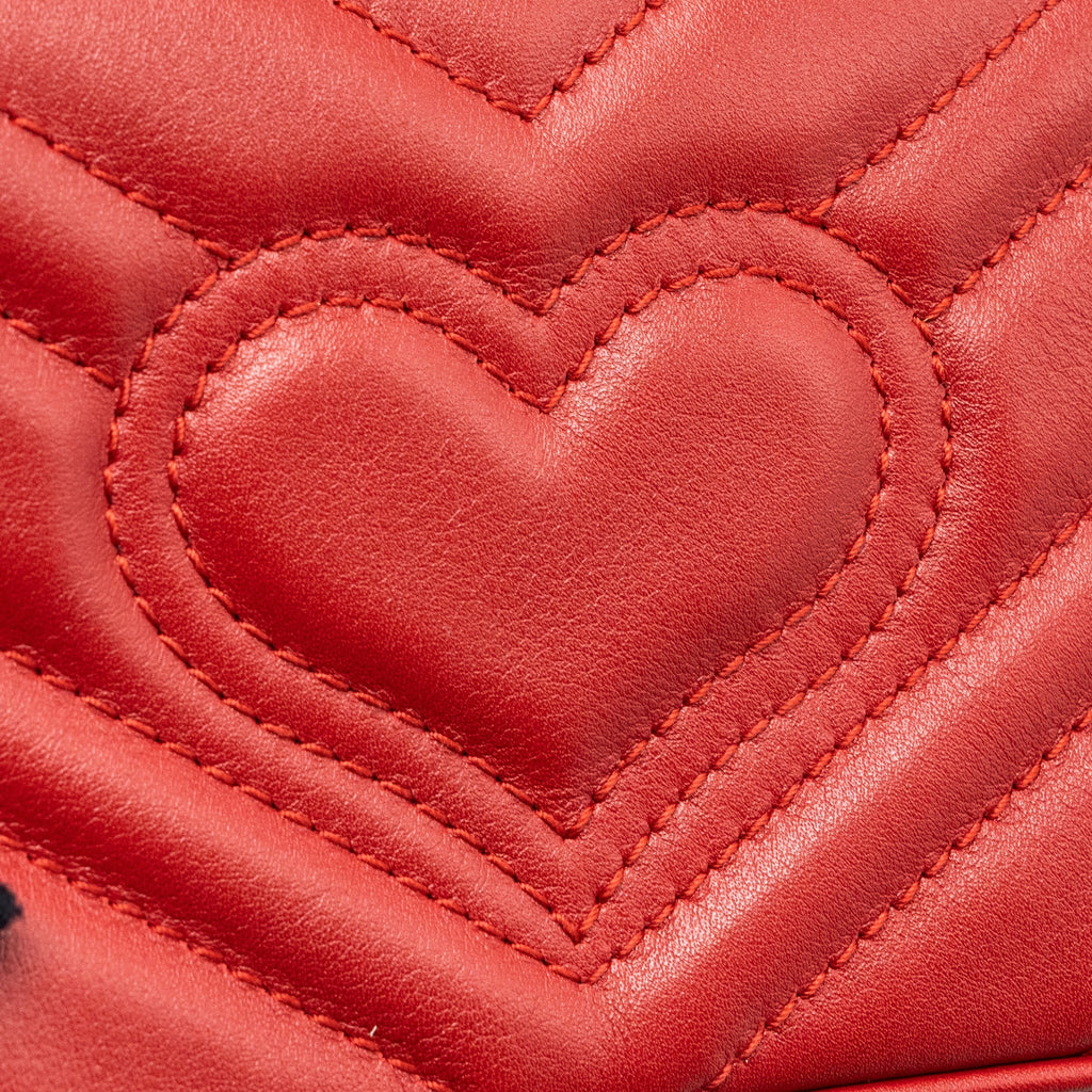 GUCCI MARMONT SUPER MINI MATELASSÉ CHEVRON CALFSKIN RED GHW