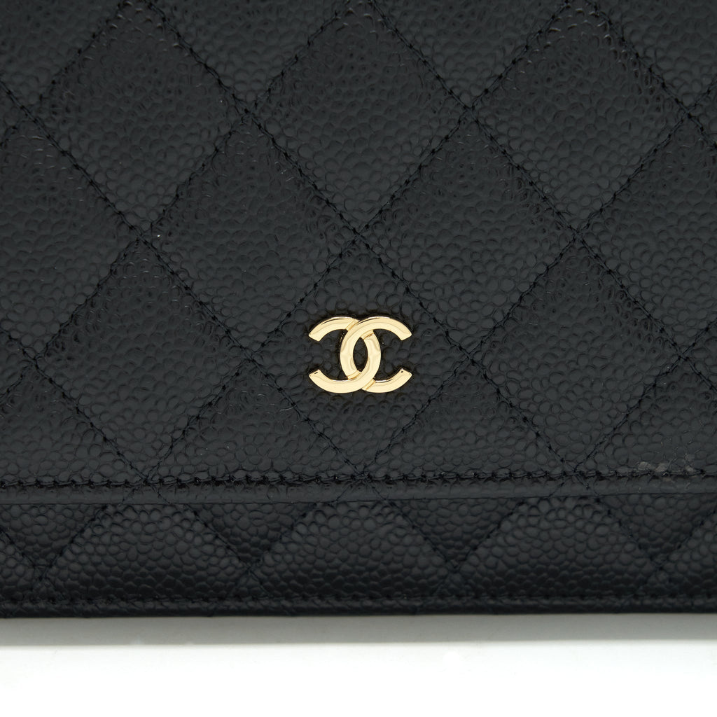 CHANEL CLASSIC WALLET ON CHAIN CAVIAR BLACK GHW