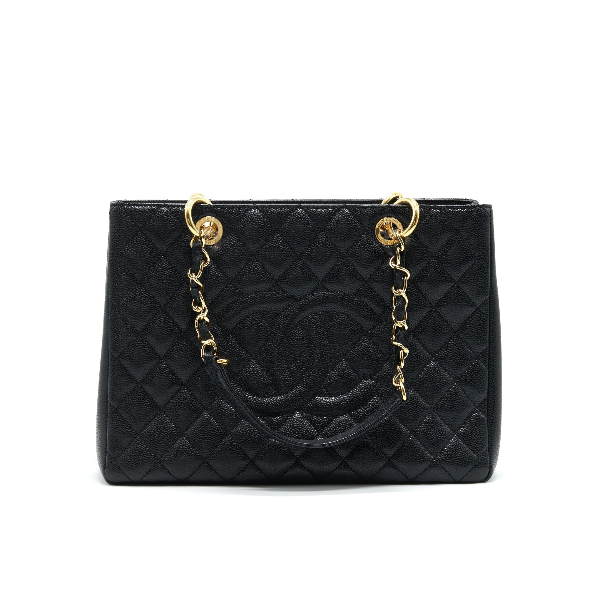 CHANEL GRANT SHOPPING TOTE BAG GST BLACK CAVIAR GHW
