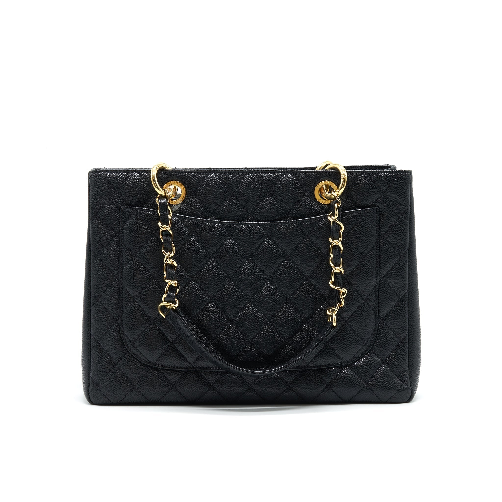 CHANEL GRANT SHOPPING TOTE BAG GST BLACK CAVIAR GHW