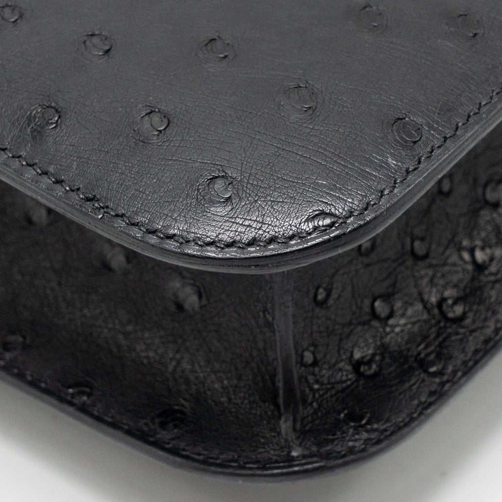 HERMES CONSTANCE 24 OSTRICH BLACK SHW