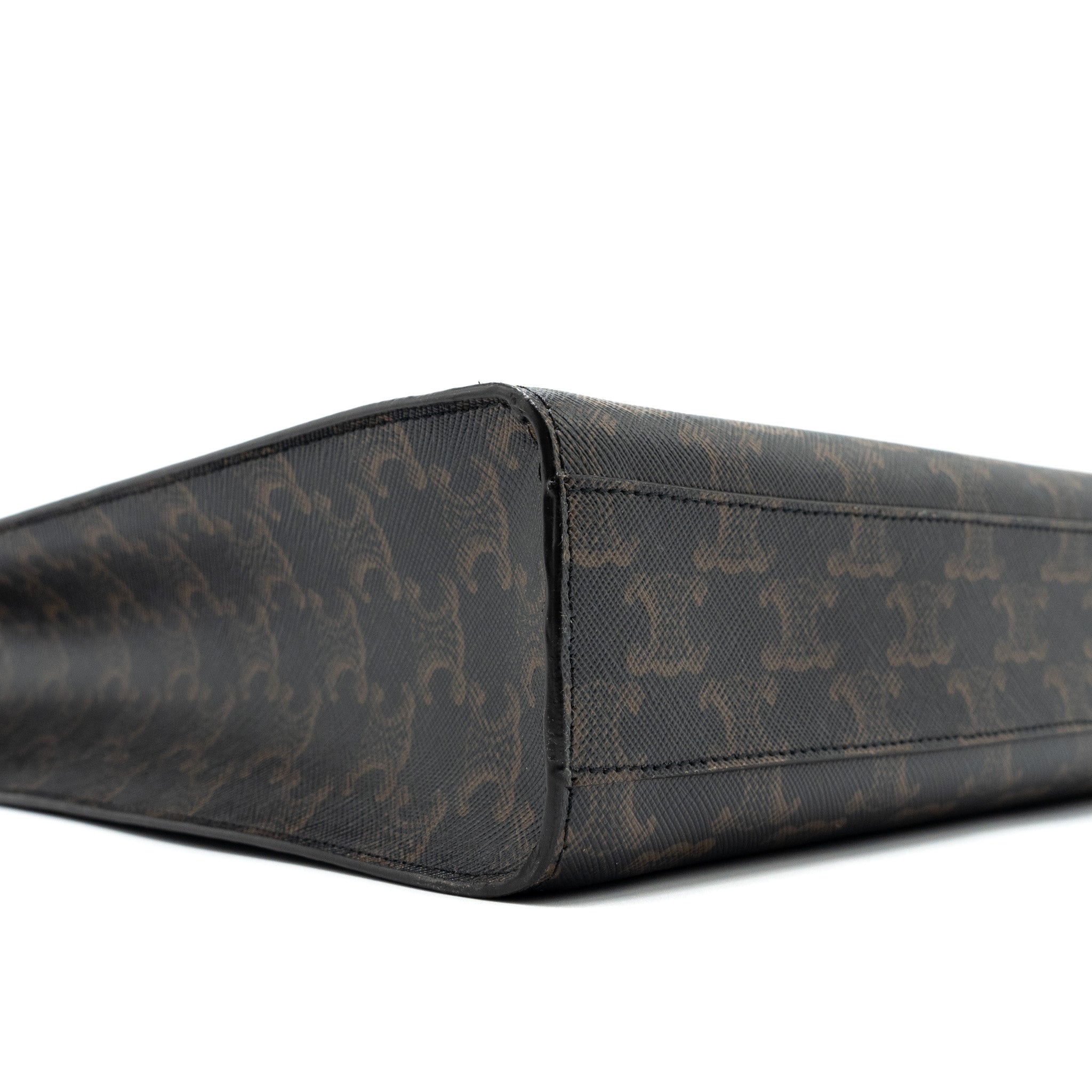 CELINE SMALL CABAS VERTICAL IN TRIOMPHE CANVAS/CALFSKIN TAN GHW