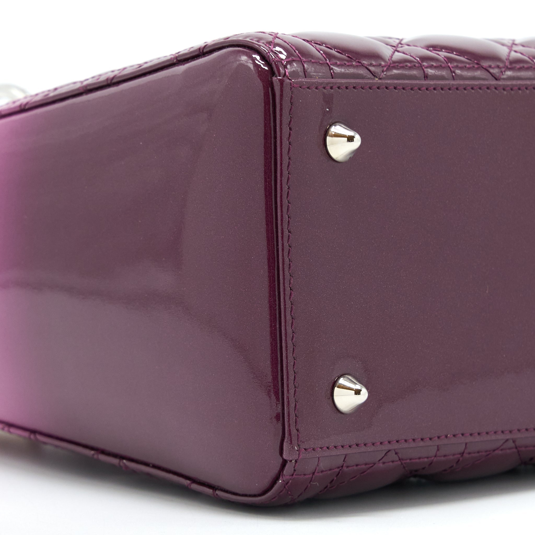 DIOR MEDIUM LADY DIOR PATENT WHITE/PURPLE SHW