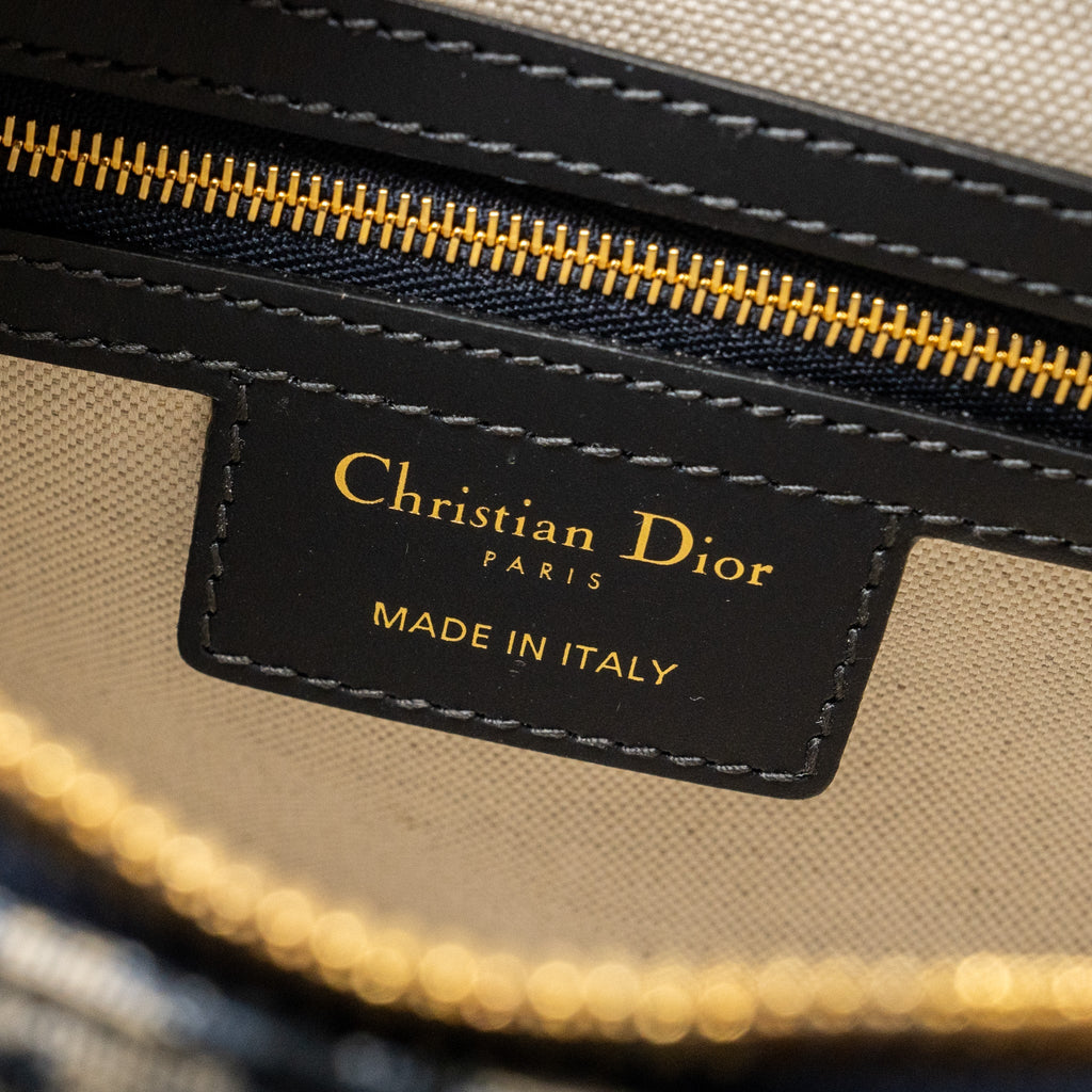 DIOR MEDIUM BOWLING BAG DIOR OBLIQUE CANVAS BLUE GHW