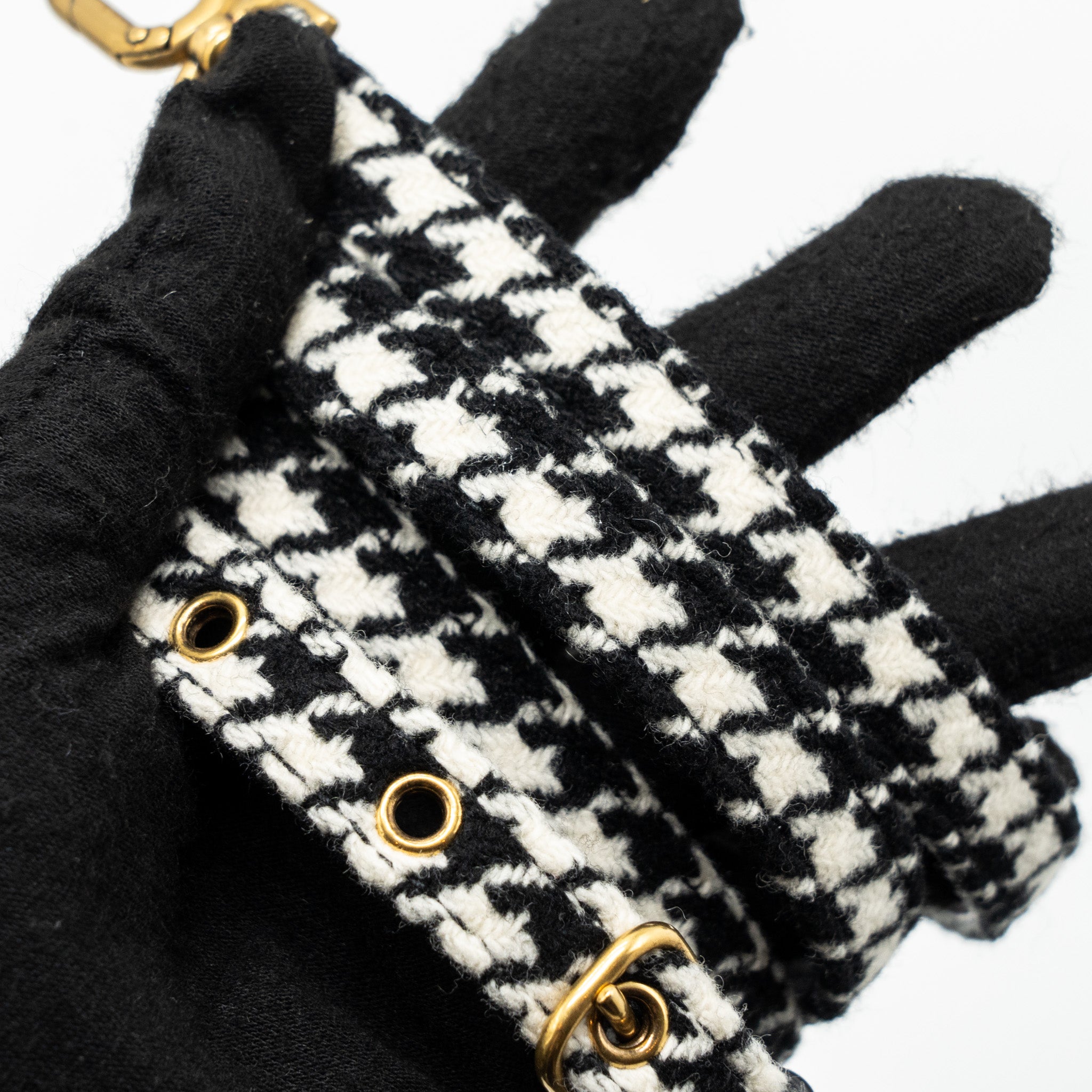 BALENCIAGA HOURGLASS S WOOL HOUNDSTOOTH BLACK/WHITE GHW