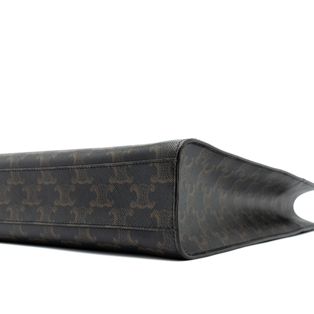 CELINE SMALL CABAS VERTICAL IN TRIOMPHE CANVAS/CALFSKIN TAN GHW