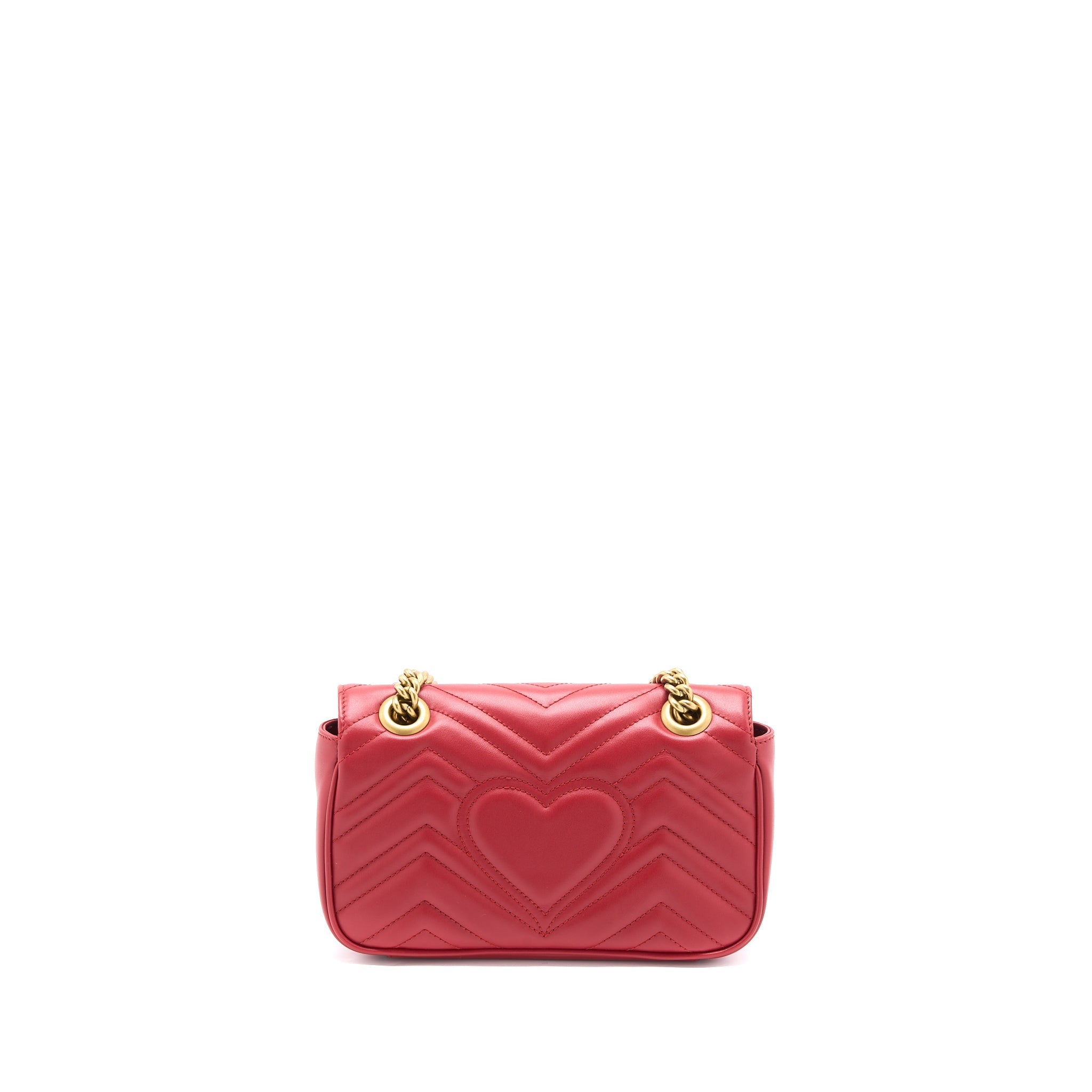 GUCCI MINI GG MARMONT BAG CALFSKIN RED BRUSHED GHW