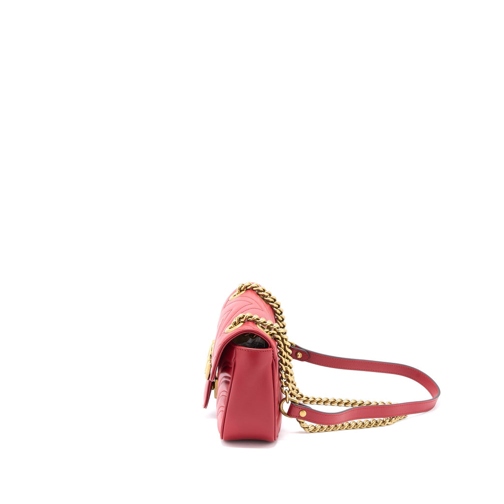 GUCCI MINI GG MARMONT BAG CALFSKIN RED BRUSHED GHW