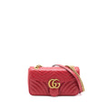 GUCCI SMALL GG MARMONT BAG CALFSKIN RED BRUSHED GHW