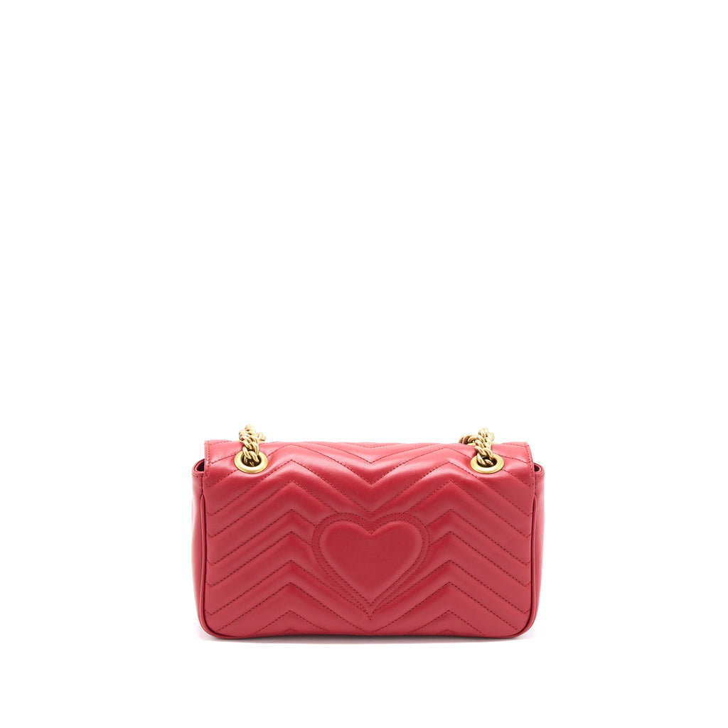 GUCCI SMALL GG MARMONT BAG CALFSKIN RED BRUSHED GHW