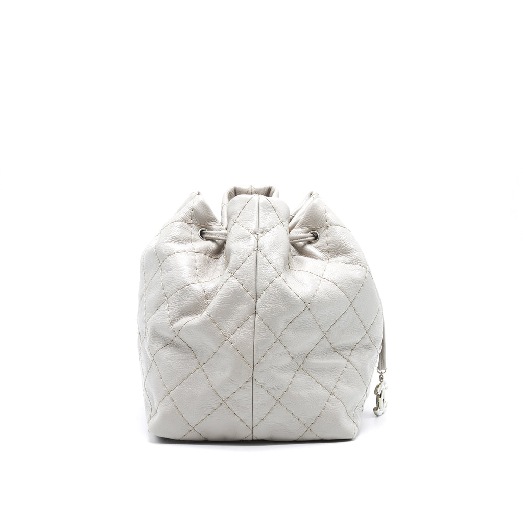 CHANEL CAVIAR BUCKET TOTE BAG GREY SHW SERIAL15