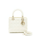 DIOR MEDIUM LADY DIOR BAG LAMBSKIN WHITE LGHW