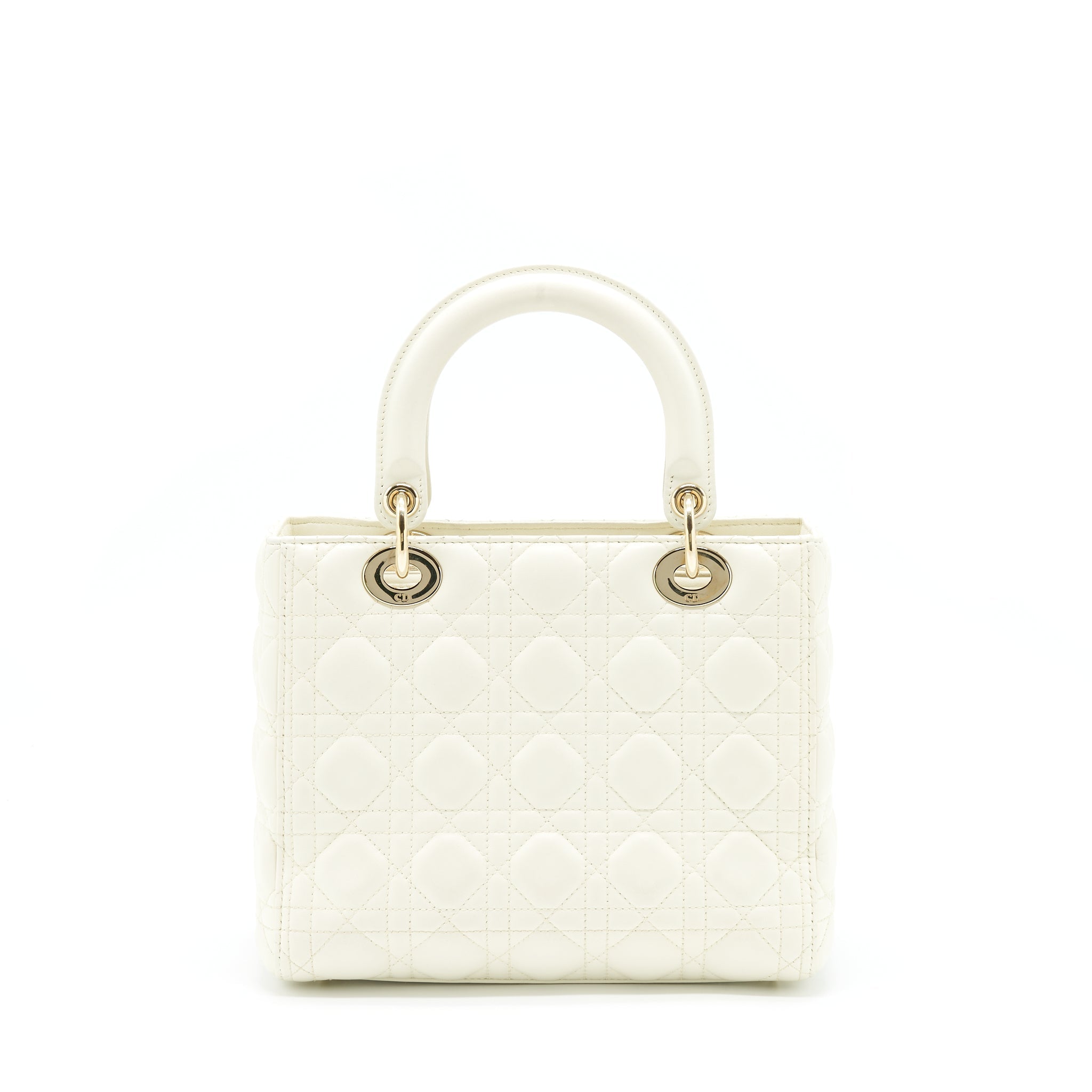 DIOR MEDIUM LADY DIOR BAG LAMBSKIN WHITE LGHW