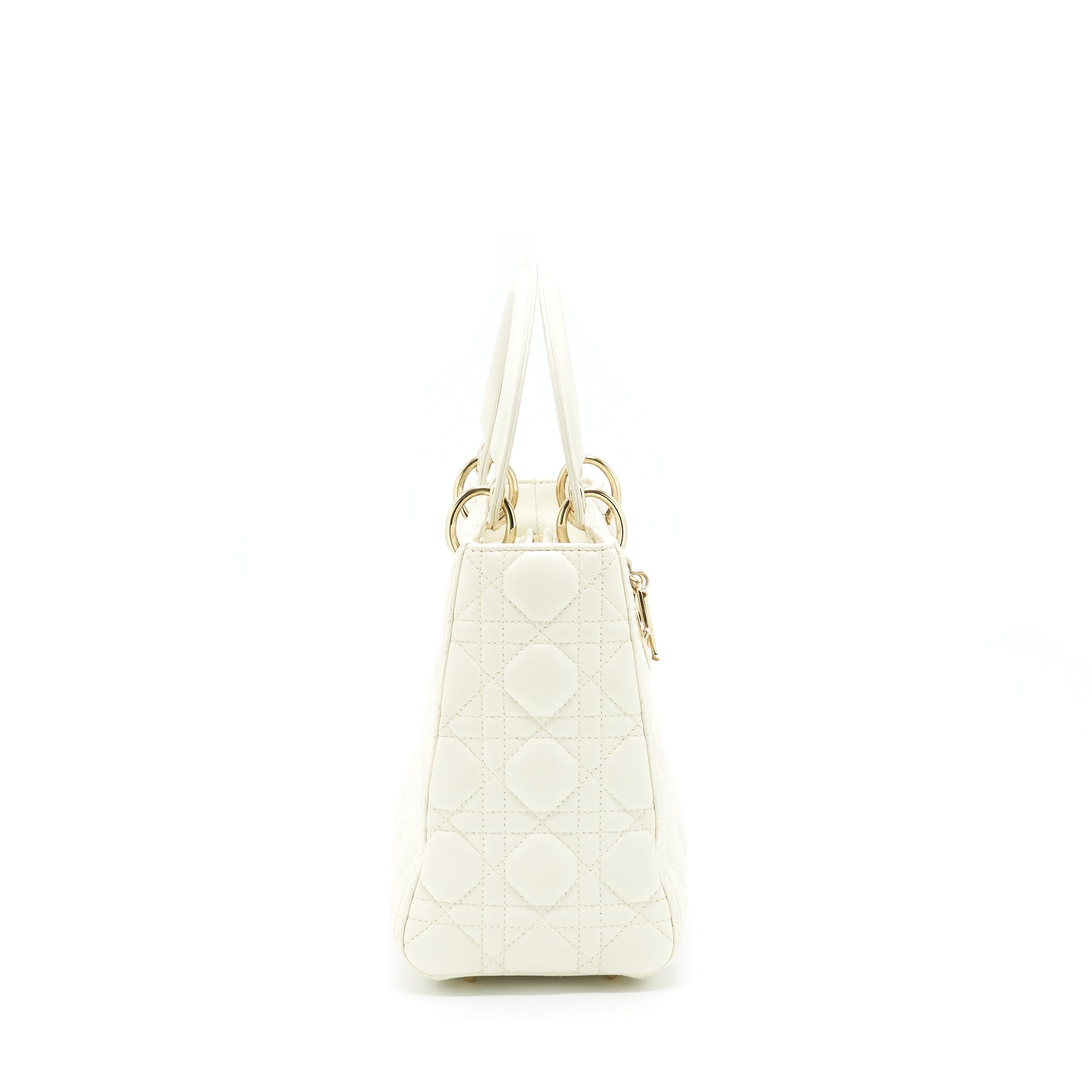 DIOR MEDIUM LADY DIOR BAG LAMBSKIN WHITE LGHW
