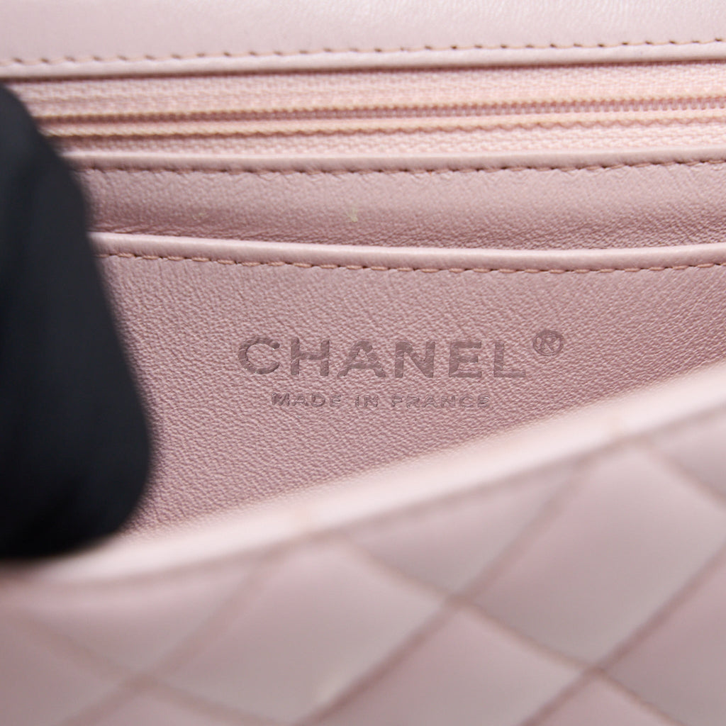 CHANEL MINI RECTANGULAR FLAP BAG LAMBSKIN LIGHT PINK SHW