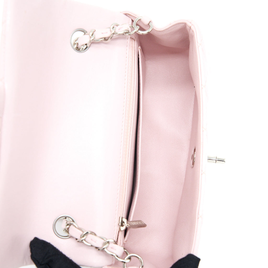 CHANEL MINI RECTANGULAR FLAP BAG LAMBSKIN LIGHT PINK SHW