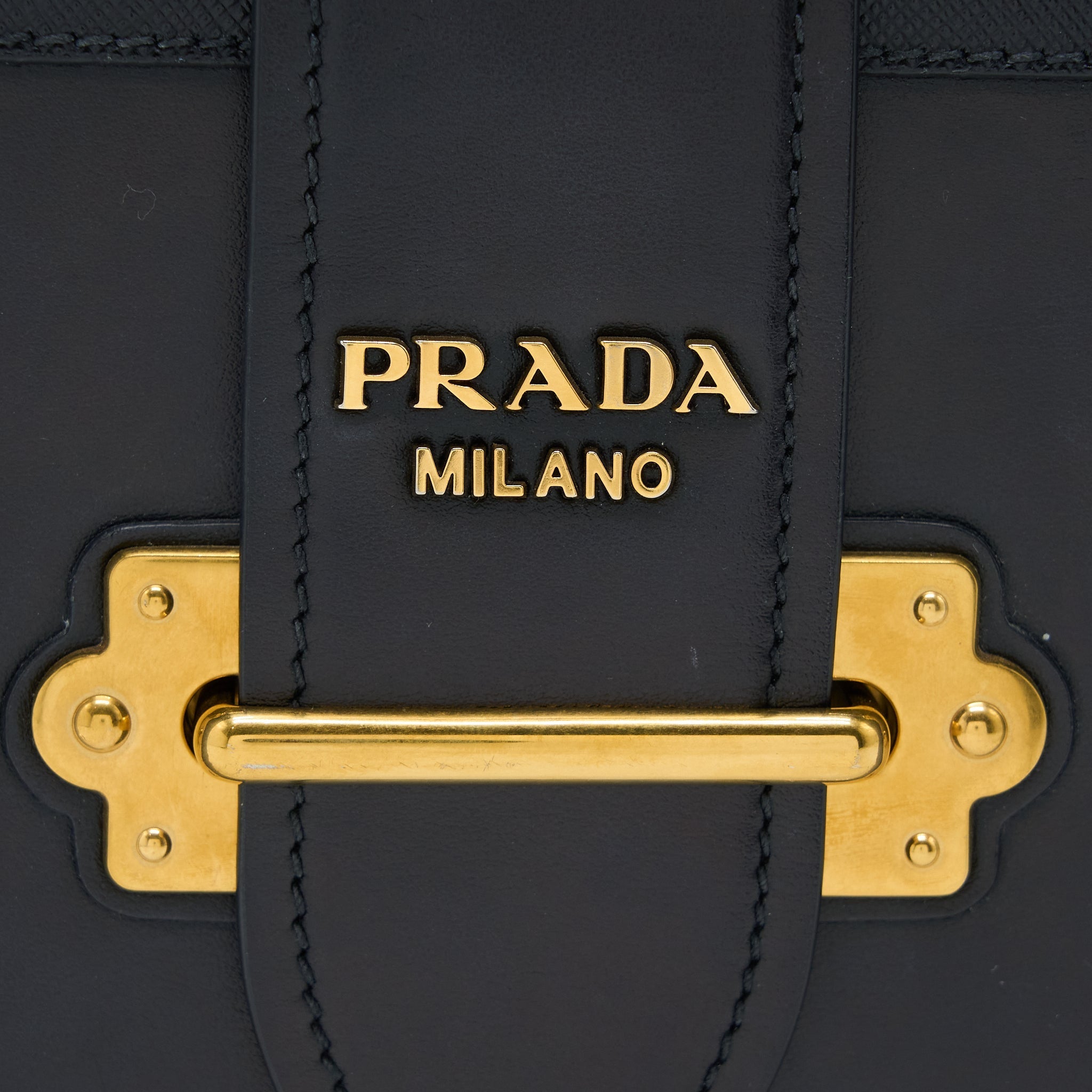 PRADA CAHIER CROSSBODY BAG LEATHER BLACK GHW