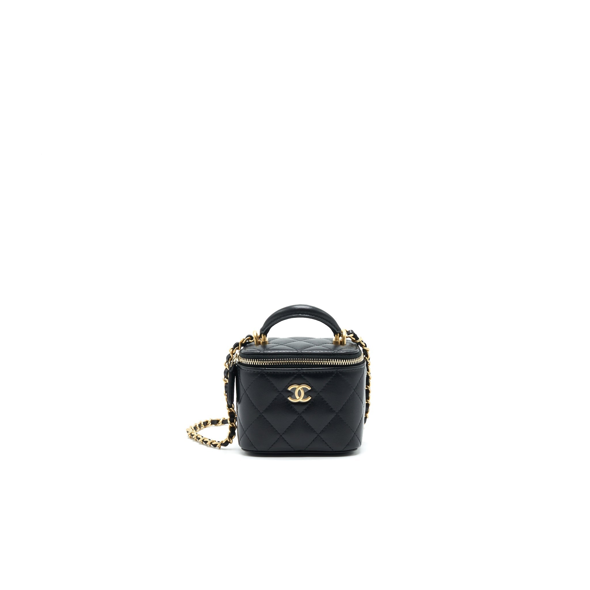 CHANEL 21A TOP HANDLE VANITY WITH CHAIN BLACK GHW