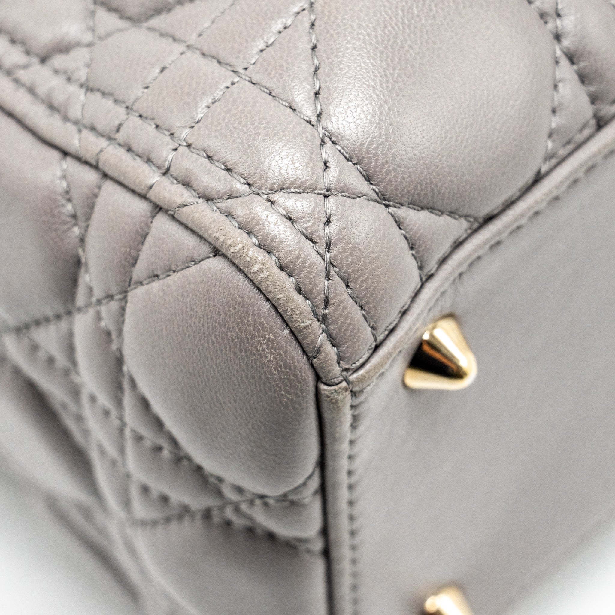 DIOR MEDIUM LADY DIOR LAMBSKIN GREY LGHW