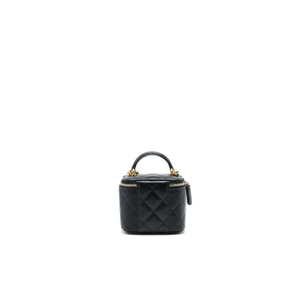 CHANEL 21A TOP HANDLE VANITY WITH CHAIN BLACK GHW