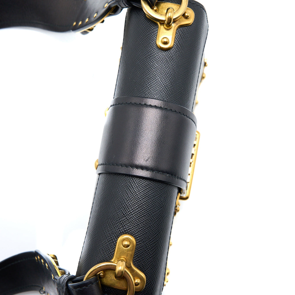 PRADA CAHIER CROSSBODY BAG LEATHER BLACK GHW