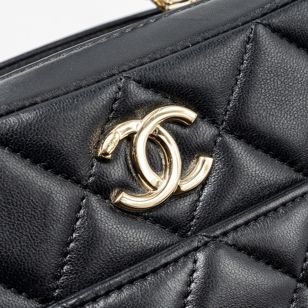 CHANEL TRENDY CC TOP HANDLE VANITY BAG LAMBSKIN BLACK GHW