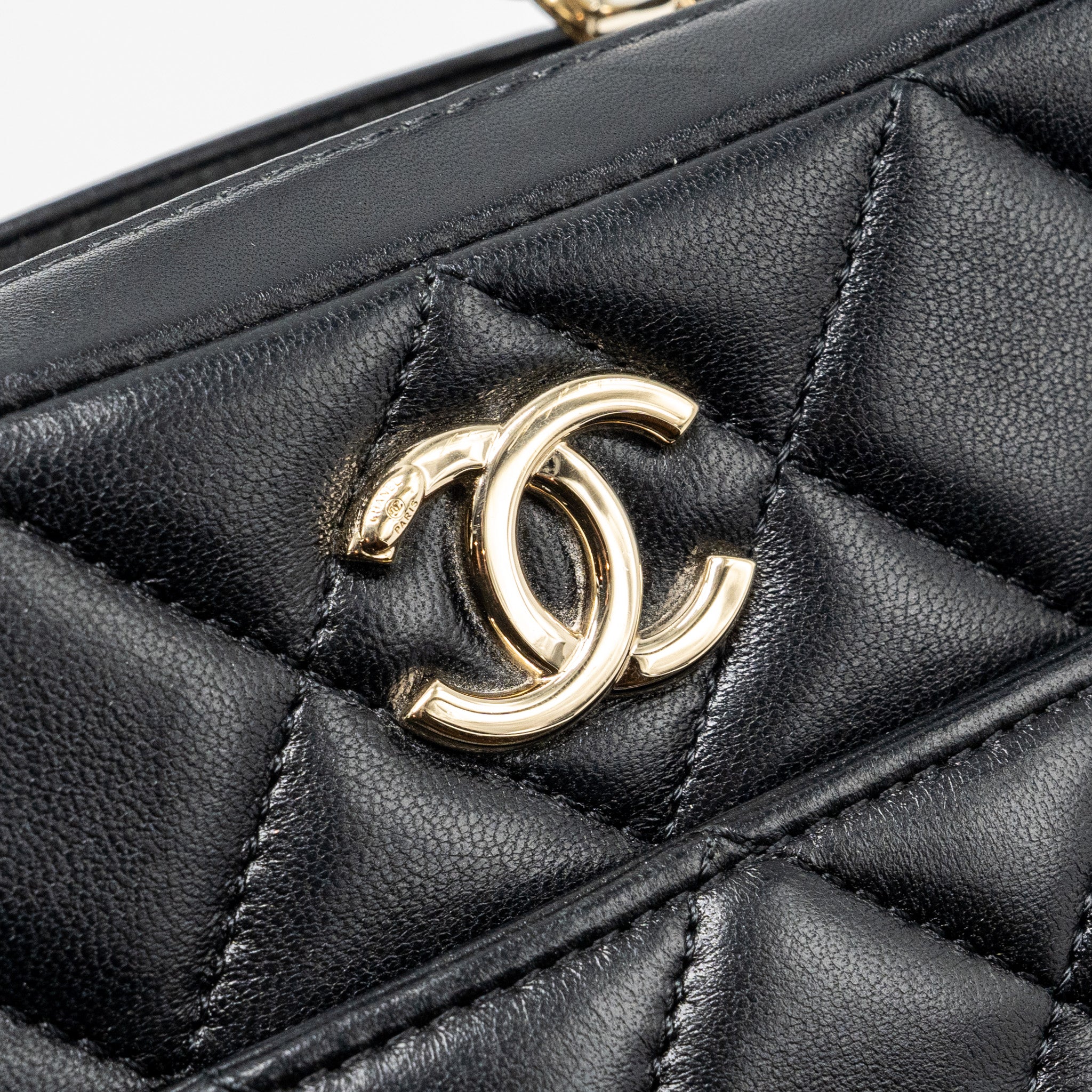 CHANEL TRENDY CC TOP HANDLE VANITY BAG LAMBSKIN BLACK GHW